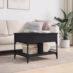 Tavolino da Salotto Nero 70x50x50cm Legno Multistrato Metallocod mxl 88245 - Vista aggiuntiva 3