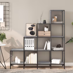 Libreria Grigio Sonoma 122x30x132cm Legno Multistrato e Metallocod mxl 89914 - Vista aggiuntiva 3
