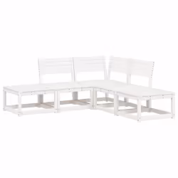 Set Salotto da Giardino 5 pz Bianco in Legno Massello di Pinocod mxl 88205 - Vista aggiuntiva 2
