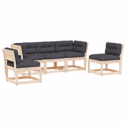 Set Divani Giardino 5 pz con Cuscini in Legno Massello di Pinocod mxl 88099 - Vista aggiuntiva 2