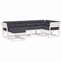 Set Divani Giardino 6pz con Cuscini Bianco Legno Massello Pinocod mxl 88500 - Vista aggiuntiva 2