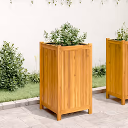 Fioriera Giardino con Rivestimento 42x42x75 cm Massello Acaciacod mxl 115430 - Vista aggiuntiva 3