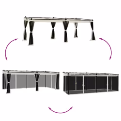 vidaXL Gazebo con Pareti in Rete Crema 6x3 m in Acciaio - Vista aggiuntiva 3