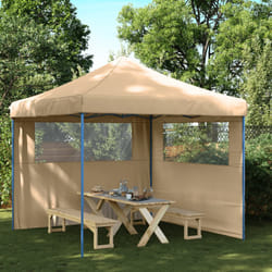 vidaXL Tendone per Feste Pieghevole Pop-Up con 2 Pareti Beige