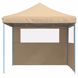 vidaXL Tendone per Feste Pieghevole Pop-Up con 2 Pareti Beige - Vista aggiuntiva 3