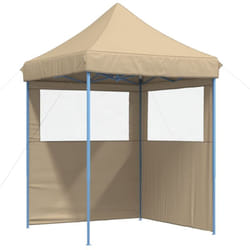 Tendone per Feste Pieghevole Pop-Up con 2 Pareti Beige vidaXL