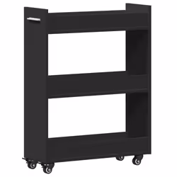 vidaXL Mobile con Ruote Nero 60x22x79 cm in Legno Multistrato - Vista aggiuntiva 2