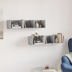 vidaXL Mobili Parete 2 pz Grigio Cemento 75x18x16,5 cm in Multistrato - Vista aggiuntiva 3