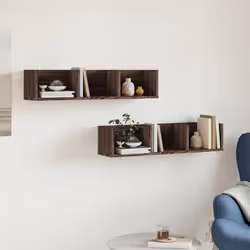 vidaXL Mobili Parete 2pz Rovere Marrone 75x18x16,5cm Legno Multistrato - Vista aggiuntiva 3