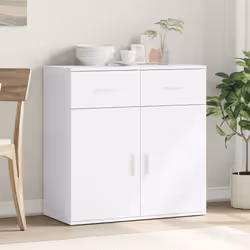 vidaXL Credenza Bianca 79x38x80 cm in Legno Multistrato - Vista aggiuntiva 3