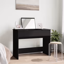 vidaXL Toeletta con Specchio Nero 100x45x76 cm - Vista aggiuntiva 3
