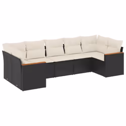 Set Divani da Giardino con Cuscini 7pz Nero Polyrattancod mxl 113081 - Vista aggiuntiva 2