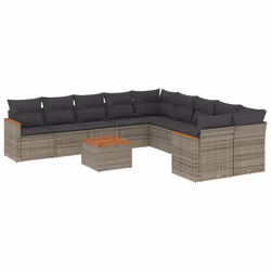 Set Divani da Giardino 11 pz con Cuscini in Polyrattan Grigiocod mxl 114854 - Vista aggiuntiva 2