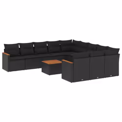 Set Divani da Giardino 12 pz con Cuscini Nero in Polyrattancod mxl 114445 - Vista aggiuntiva 2