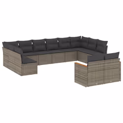 Set Divani da Giardino 12 pz con Cuscini Grigio in Polyrattancod mxl 89110 - Vista aggiuntiva 2