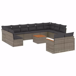 Set Divani da Giardino 13 pz con Cuscini Grigio in Polyrattancod mxl 114843 - Vista aggiuntiva 2