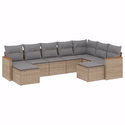 Set Divano da Giardino 9 pz con Cuscini Beige Misto Polyrattancod mxl 92879 - Vista aggiuntiva 2