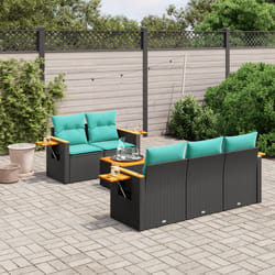 vidaXL Set Divani da Giardino 6 pz con Cuscini Nero in Polyrattan