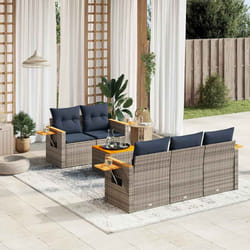vidaXL Set Divani da Giardino 6 pz con Cuscini Grigio in Polyrattan