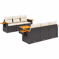 Set Divani da Giardino con Cuscini 7pz Nero Polyrattancod mxl 116839 - Vista aggiuntiva 2