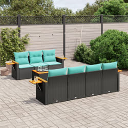 Vidaxl - Set Divani da Giardino 8 pz con Cuscini Nero in Polyrattan