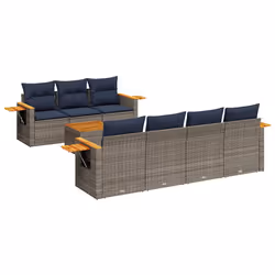 vidaXL Set Divani da Giardino 8 pz con Cuscini Grigio in Polyrattan - Vista aggiuntiva 2