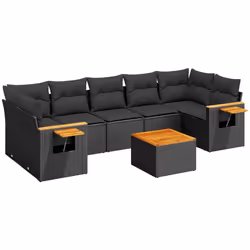 Set Divani da Giardino con Cuscini 8 pz Nero in Polyrattancod mxl 91083 - Vista aggiuntiva 2