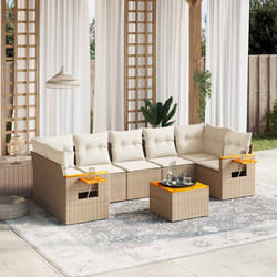 Set Divano da Giardino 8 pz con Cuscini Beige in Polyrattancod mxl 112909