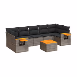 vidaXL Set Divano da Giardino 8 pz con Cuscini Grigio in Polyrattan - Vista aggiuntiva 2