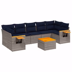 vidaXL Set Divani da Giardino 8 pz con Cuscini Grigio in Polyrattan - Vista aggiuntiva 2