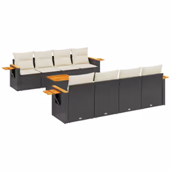 Set Divani da Giardino 9 pz con Cuscini Nero in Polyrattancod mxl 116835 - Vista aggiuntiva 2
