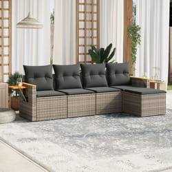 Vidaxl - Set Divano da Giardino 5 pz con Cuscini Grigio in Polyrattan