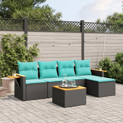 vidaXL Set Divani da Giardino 6 pz con Cuscini Nero in Polyrattan