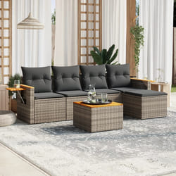 vidaXL Set Divano da Giardino 6 pz con Cuscini Grigio in Polyrattan