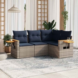 vidaXL Set Divani da Giardino 4 pz con Cuscini Grigio in Polyrattan