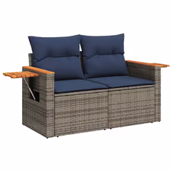 vidaXL Set Divani da Giardino 4 pz con Cuscini Grigio in Polyrattan - Vista aggiuntiva 3