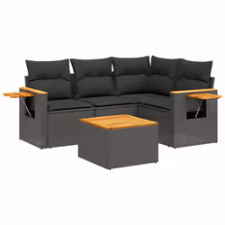Set Divani da Giardino 5 pz con Cuscini in Polyrattan Nerocod mxl 92915 - Vista aggiuntiva 2
