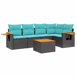 vidaXL Set Divani da Giardino 6 pz con Cuscini Nero in Polyrattan - Vista aggiuntiva 2