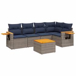 vidaXL Set Divani da Giardino 6 pz con Cuscini Grigio in Polyrattan - Vista aggiuntiva 2