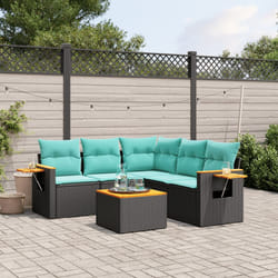 vidaXL Set Divani da Giardino 6 pz con Cuscini Nero in Polyrattan