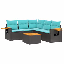 vidaXL Set Divani da Giardino 6 pz con Cuscini Nero in Polyrattan - Vista aggiuntiva 2