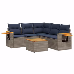 vidaXL Set Divani da Giardino 6 pz con Cuscini Grigio in Polyrattan - Vista aggiuntiva 2