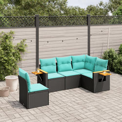 vidaXL Set Divani da Giardino 5 pz con Cuscini in Polyrattan Nero