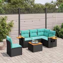 vidaXL Set Divani da Giardino 6 pz con Cuscini Nero in Polyrattan