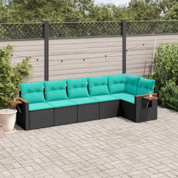 vidaXL Set Divani da Giardino 6 pz con Cuscini Nero in Polyrattan