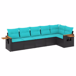 vidaXL Set Divani da Giardino 6 pz con Cuscini Nero in Polyrattan - Vista aggiuntiva 2