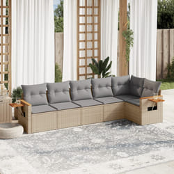 vidaXL Set Divano da Giardino 6 pz con Cuscini Beige in Polyrattan
