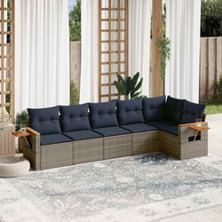 vidaXL Set Divani da Giardino 6 pz con Cuscini Grigio in Polyrattan