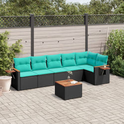 vidaXL Set Divani da Giardino 7 pz con Cuscini Nero in Polyrattan