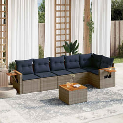 vidaXL Set Divani da Giardino 7 pz con Cuscini Grigio in Polyrattan